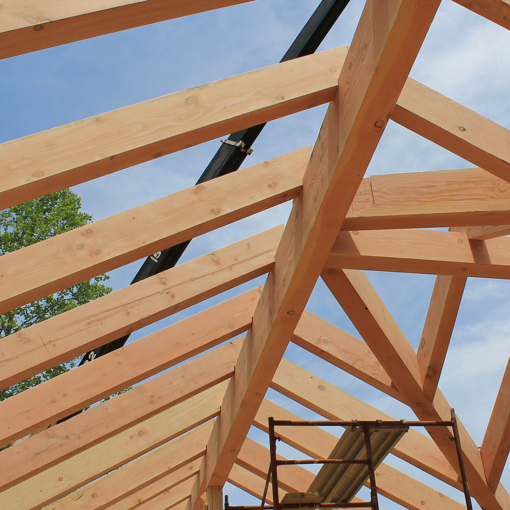 Armazón de estructura de madera para cumbrera y viga |